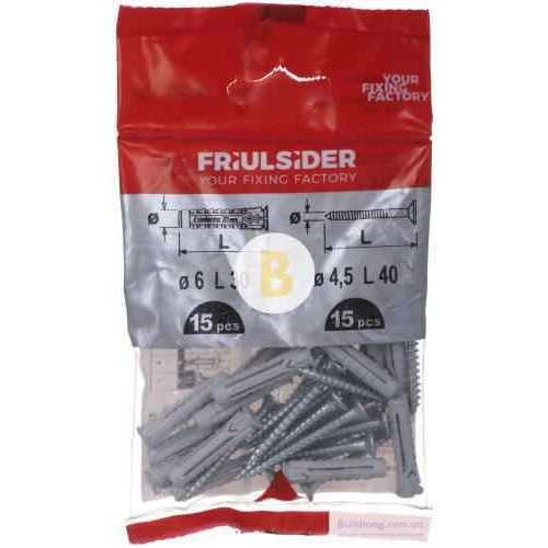 Дюбель распорный с шурупом 8x40 мм 10 шт 8х40 мм 10 шт Friulsider в магазине Buildmag Дюбель распорный с шурупом 8x40 мм 10 шт 8х40 мм 10 шт Friulsider