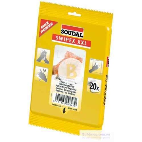 Салфетки чистящие SOUDAL SWIPEX XXL 20 шт. в магазине Buildmag Салфетки чистящие SOUDAL SWIPEX XXL 20 шт.