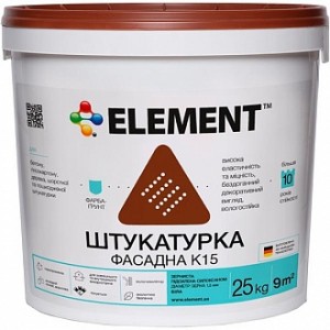 Декоративная штукатурка барашек Element фасадная К15 Зернистая 1,5 мм 25 кг