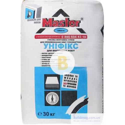Клей для гипсокартона Master Unifix 30 кг в магазине Buildmag Клей для гипсокартона Master Unifix 30 кг