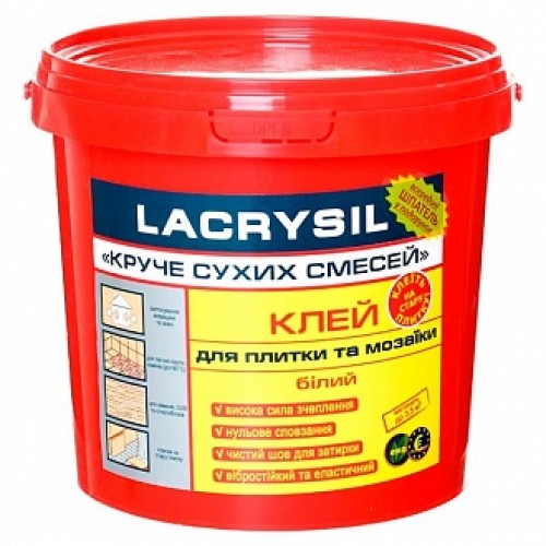 Клей для плитки и мозаики Lacrysil Круче сухих смесей 3 кг в магазине Buildmag Клей для плитки и мозаики Lacrysil Круче сухих смесей 3 кг