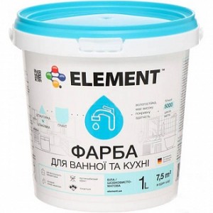 Краска Element для ванной комнаты и кухни белый 1 л
