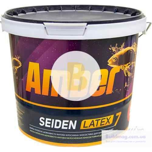 Краска латексная Amber SEIDEN LATEX 7 шелковистый мат белый 5 л в магазине Buildmag Краска латексная Amber SEIDEN LATEX 7 шелковистый мат белый 5 л