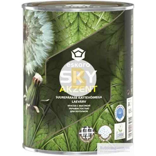 Краска акриловая Eskaro Akzent Sky мат белый 0.9 л в магазине Buildmag Краска акриловая Eskaro Akzent Sky мат белый 0.9 л