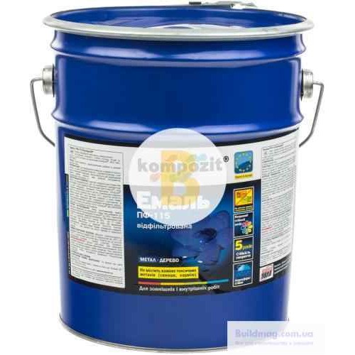 Эмаль Kompozit алкидная ПФ-115 серый глянец 12 кг в магазине Buildmag Эмаль Kompozit алкидная ПФ-115 серый глянец 12 кг