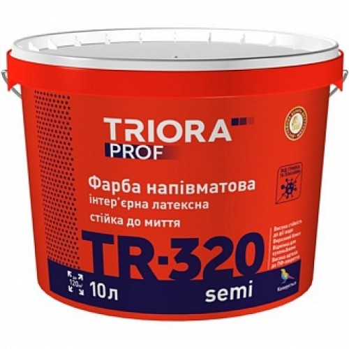 Краска Triora TR-320 semi белый 1 л в магазине Buildmag Краска Triora TR-320 semi белый 1 л