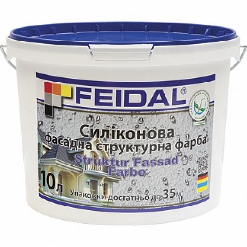 Рельефная краска силиконовая Feidal Struktur Fassad Farbе мат белый 10 л в магазине Buildmag Рельефная краска силиконовая Feidal Struktur Fassad Farbе мат белый 10 л