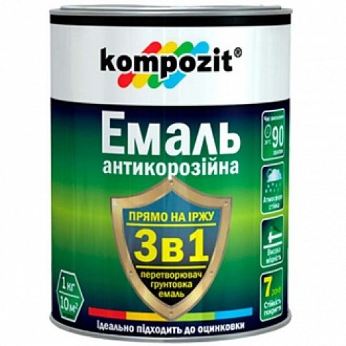 Эмаль Kompozit антикоррозийная 3 в 1 желтый шелковистый мат 0,75 кг в магазине Buildmag Эмаль Kompozit антикоррозийная 3 в 1 желтый шелковистый мат 0,75 кг