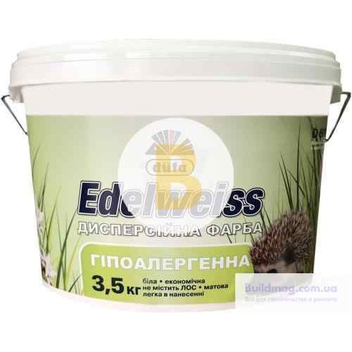 Краска акриловая Dufa гипоаллергенная Edelweiss D601 мат белый 3,5 кг в магазине Buildmag Краска акриловая Dufa гипоаллергенная Edelweiss D601 мат белый 3,5 кг
