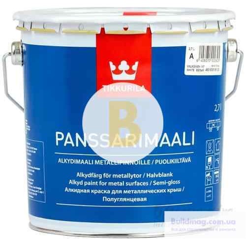 Краска TIKKURILA алкидная Panssarimaali база А белый полуглянец 2,7 л в магазине Buildmag Краска TIKKURILA алкидная Panssarimaali база А белый полуглянец 2,7 л