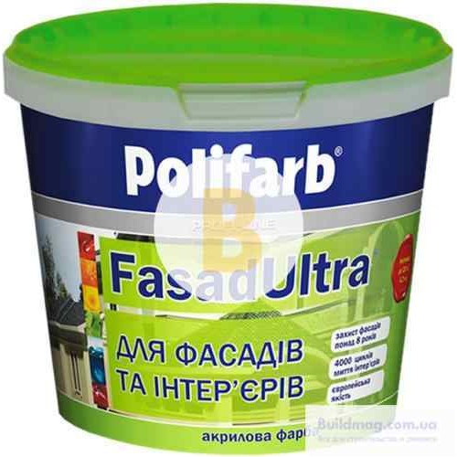 Краска акриловая Polifarb ФасадУльтра мат белый 4.2 кг в магазине Buildmag Краска акриловая Polifarb ФасадУльтра мат белый 4.2 кг