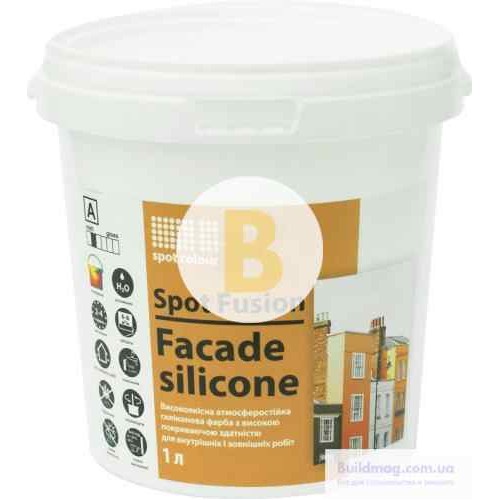 Краска силиконовая водоэмульсионная Spot Colour Fusion Facade Silicone мат белый 1 л