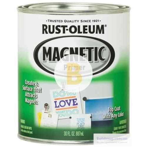 Краска магнитная Rust Oleum Magnetic Primer темно-серый 0,887 л 2,5 кг в магазине Buildmag Краска магнитная Rust Oleum Magnetic Primer темно-серый 0,887 л 2,5 кг