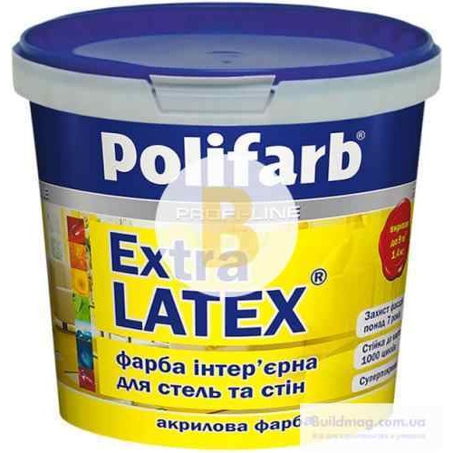 Краска акриловая Polifarb ЭкстраЛатекс мат белый 1.4 кг в магазине Buildmag Краска акриловая Polifarb ЭкстраЛатекс мат белый 1.4 кг
