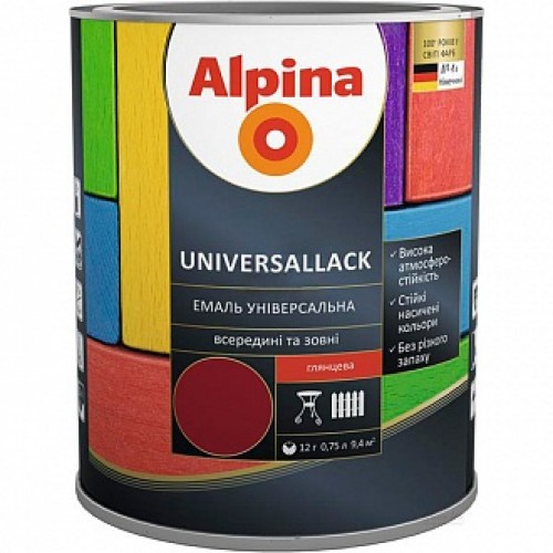 Эмаль алкидная Alpina Universallack шоколадный глянец 0.75 л в магазине Buildmag Эмаль алкидная Alpina Universallack шоколадный глянец 0.75 л