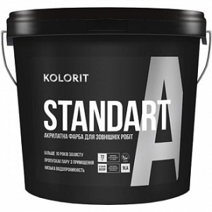 Краска акрилатная Kolorit Standart А LС под тонировку прозрачный 4.5 л