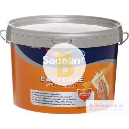 Краска Sadolin EasyCare BW белый 2,5 л в магазине Buildmag Краска Sadolin EasyCare BW белый 2,5 л