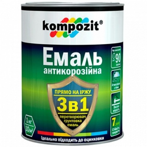 Эмаль Kompozit антикоррозийная 3 в 1 белый шелковистый мат 2,7 кг в магазине Buildmag Эмаль Kompozit антикоррозийная 3 в 1 белый шелковистый мат 2,7 кг