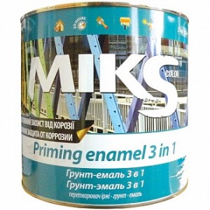 Грунт-эмаль MIKS Color 3 в 1 черный глянец 0,8 кг
