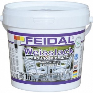 Эмаль Feidal акриловая Weisslack белый глянец 1 л