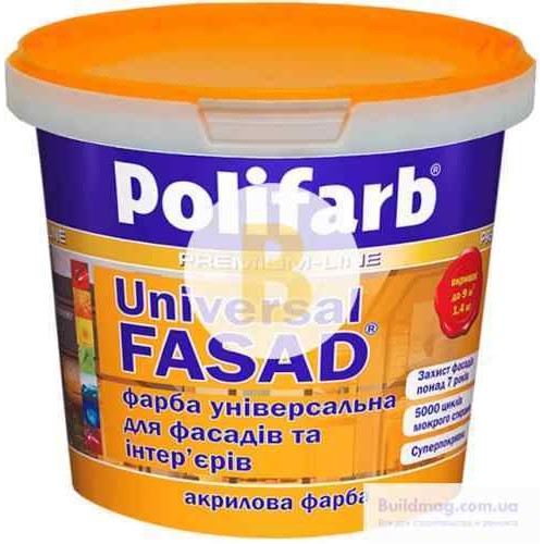 Краска акриловая Polifarb Универсалфасад мат белый 1.4 кг