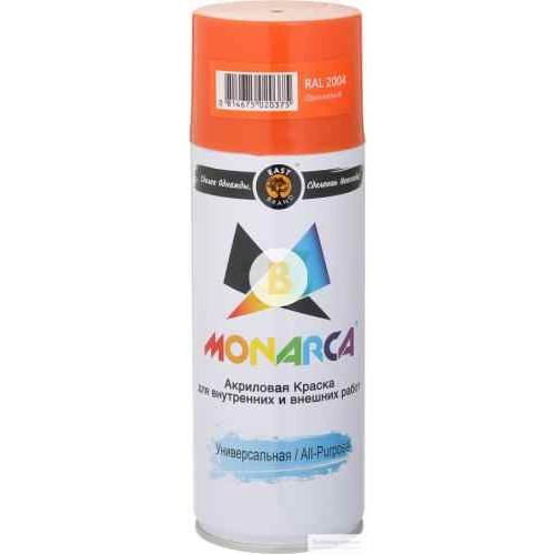 Краска аэрозольная в баллончике MONARCA RAL 2004 оранжевый глянец 520 мл 270 г в магазине Buildmag Краска аэрозольная в баллончике MONARCA RAL 2004 оранжевый глянец 520 мл 270 г