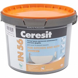 Краска латексная Ceresit IN 56 For Kitchen and Bath База С шелковистый мат база под тонировку 3 л