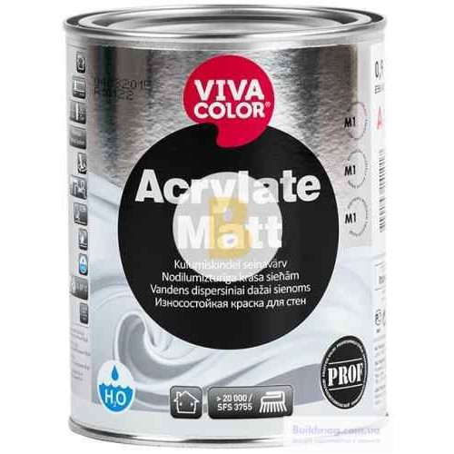 Краска Vivacolor Acrylate Matt, база А белый 0,9 л 1,2 кг в магазине Buildmag Краска Vivacolor Acrylate Matt, база А белый 0,9 л 1,2 кг