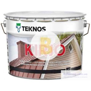 Краска для крыш алкидная TEKNOS KIRJO база 1 для листовой кровли полумат белый 0,9 л
