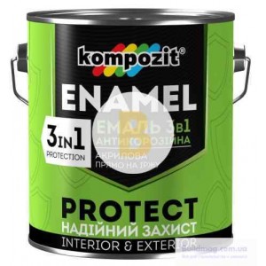 Эмаль Kompozit антикоррозионная 3 в 1 PROTECT RAL5010 синий шелковистый мат 0.75 кг