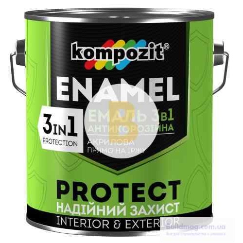 Эмаль Kompozit антикоррозионная 3 в 1 PROTECT RAL5010 синий шелковистый мат 0.75 кг