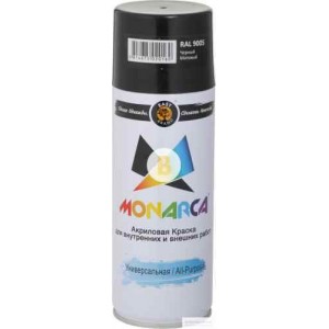Краска аэрозольная в баллончике MONARCA RAL 9005 чёрный янтарь глянец 520 мл 270 г