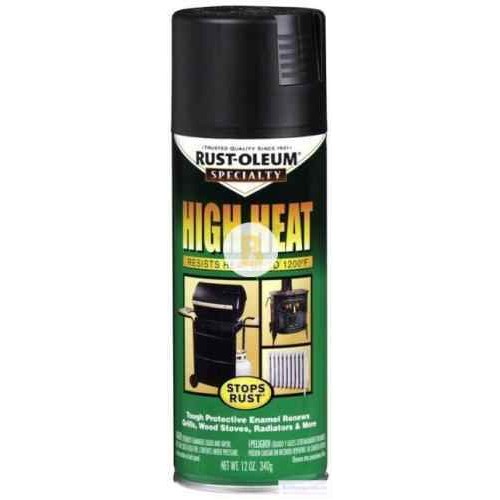 Краска аэрозольная Rust Oleum термостойкая чорний мат 400 мл 500 г в магазине Buildmag Краска аэрозольная Rust Oleum термостойкая чорний мат 400 мл 500 г