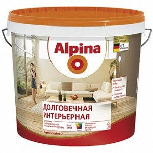 Краска акриловая водоэмульсионная Alpina Долговечная B3 интерьерная шелковистый мат база под тонировку 2,35 л