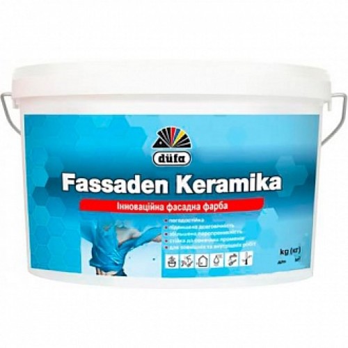 Краска акриловая Dufa Fassaden Keramika мат белый 14 кг в магазине Buildmag Краска акриловая Dufa Fassaden Keramika мат белый 14 кг