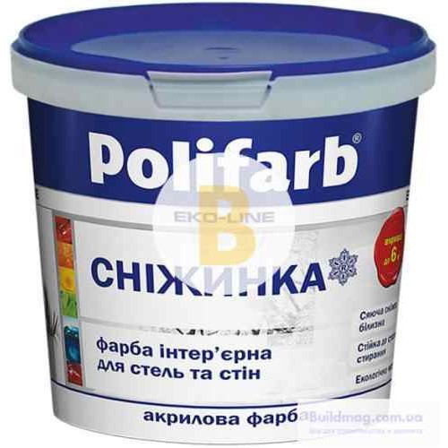 Краска акриловая Polifarb Снежинка мат белый 1,4 кг