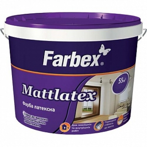 Краска латексная водоэмульсионная Farbex Mattlatex мат белый 4,2 кг в магазине Buildmag Краска латексная водоэмульсионная Farbex Mattlatex мат белый 4,2 кг