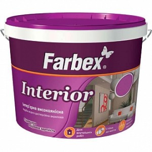 Краска акриловая водоэмульсионная Farbex Interior мат белый 1,4 кг