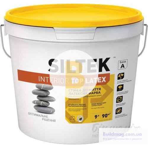 Краска Siltek INTERIOR TOP LATEX База А белый 9 л в магазине Buildmag Краска Siltek INTERIOR TOP LATEX База А белый 9 л