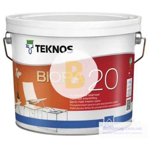 Краска интерьерная акрилатная TEKNOS BIORA 20 база 1 полумат белый 0,9 л