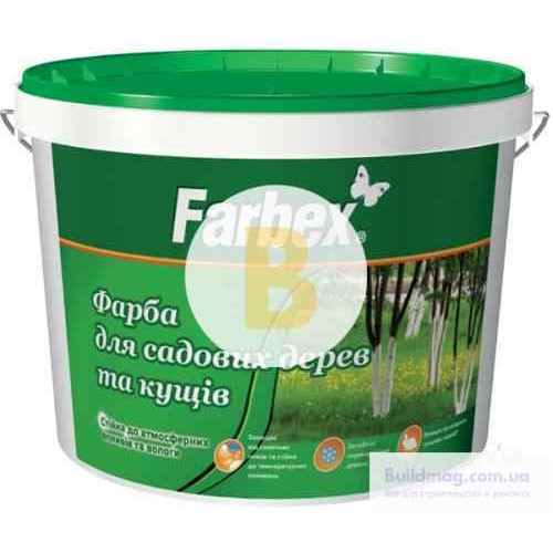 Краска акриловая водоэмульсионная Farbex для садовых деревьев мат белый 4 кг в магазине Buildmag Краска акриловая водоэмульсионная Farbex для садовых деревьев мат белый 4 кг