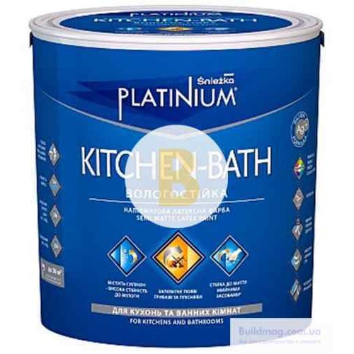 Краска латексная Sniezka Platinium KITCHEN-BATH для помещений с повышенной влажностью полумат белый 1 л 1.2 кг в магазине Buildmag Краска латексная Sniezka Platinium KITCHEN-BATH для помещений с повышенной влажностью полумат белый 1 л 1.2 кг