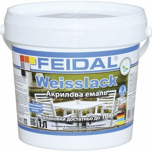 Эмаль Feidal акриловая Weisslack белый шелковистый мат 1 л в магазине Buildmag Эмаль Feidal акриловая Weisslack белый шелковистый мат 1 л