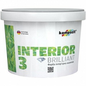 Краска акриловая водоэмульсионная Kompozit INTERIOR 3 глубокий мат белый 2,8 л 4,2 кг